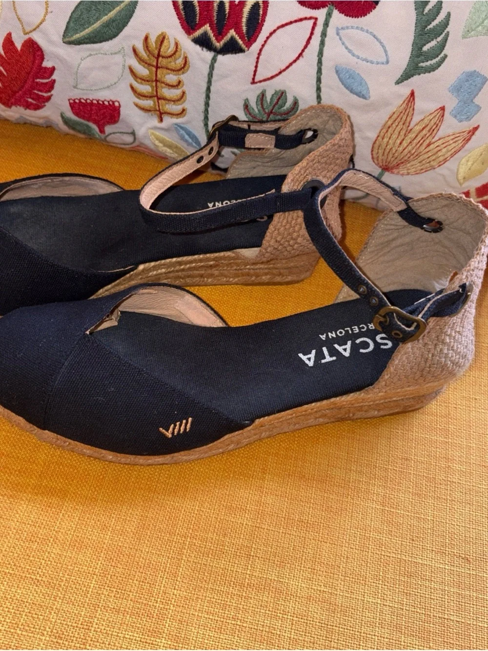 Viscata Barcelona Women's Black Canvas Espadrilles Wedege Size 40/9